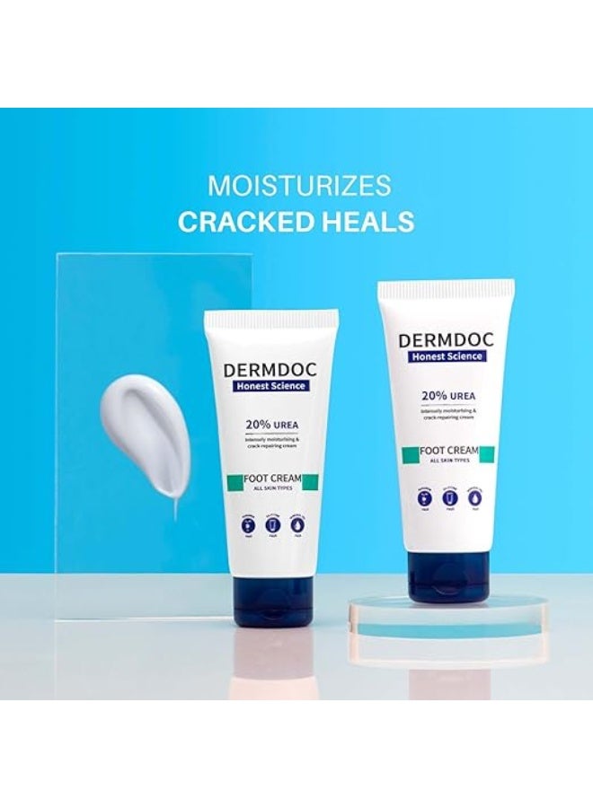 DERMDOC Honest Science 20% Urea Intensely Moisturising & Crack-Repairing Cream Foot Cream 100g - Image 3
